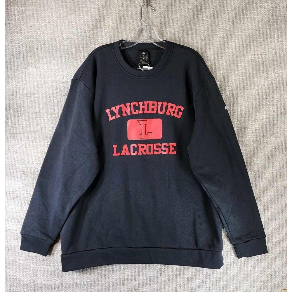 Adidas Lynchburg Lacrosse Sweatshirt Mens XL Black Fleece Crew Neck NEW